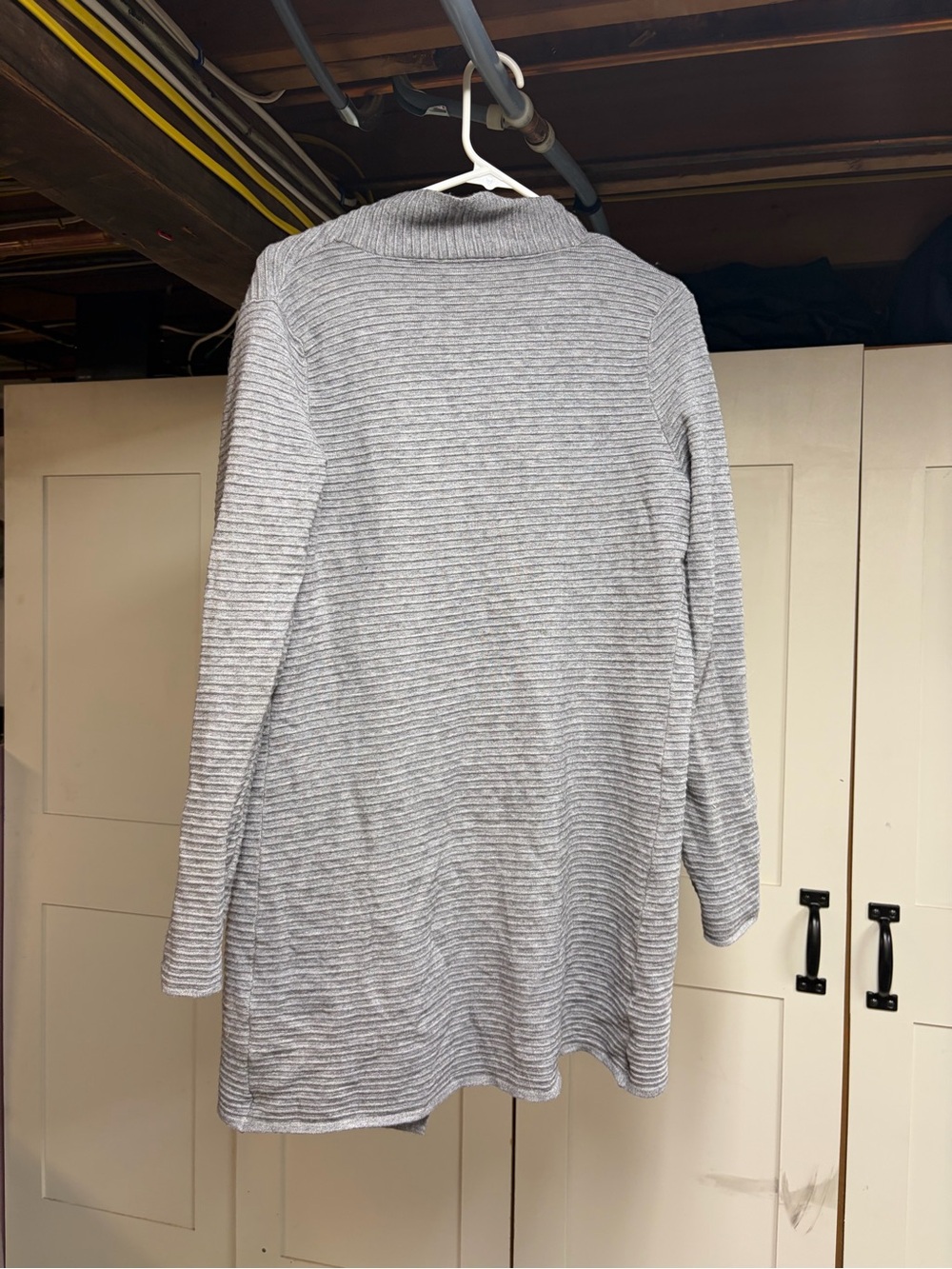 Cyrus Light Gray Open-Front Ribbed Cardigan - Picture 3 of 4